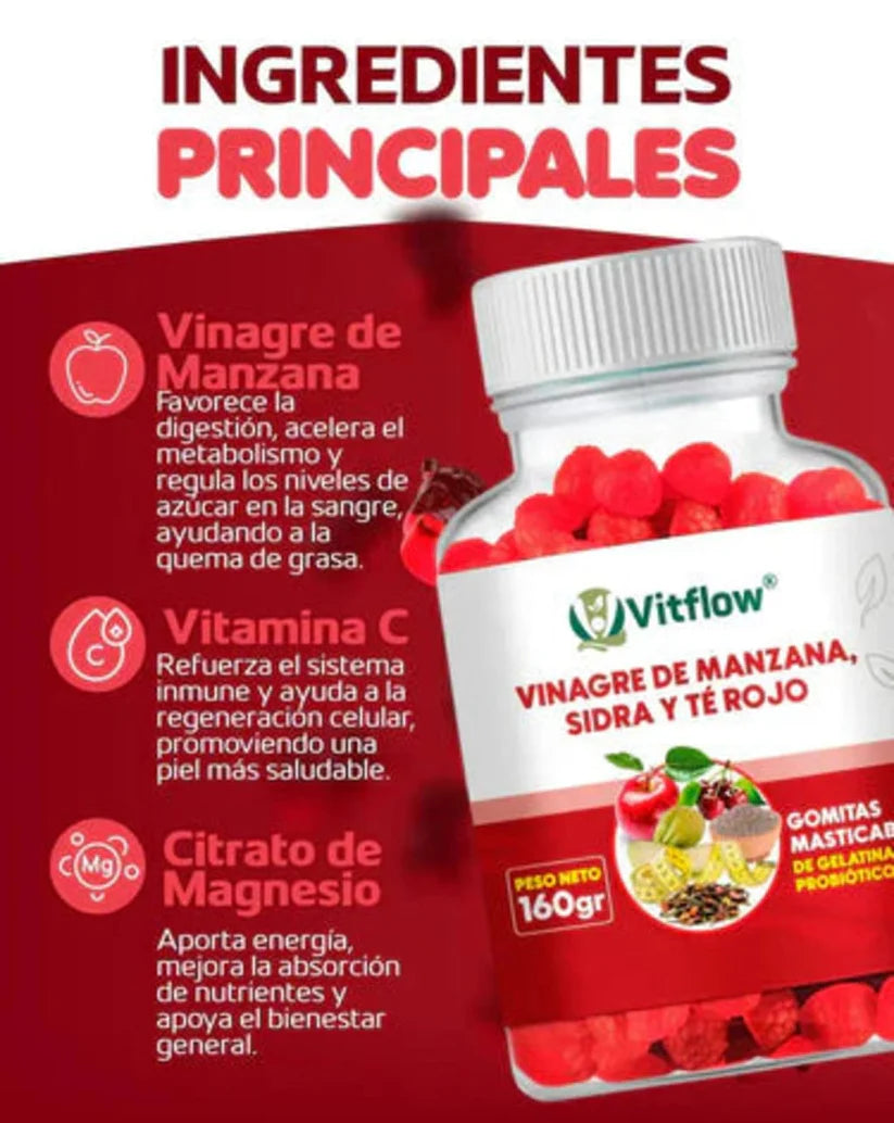 GOMITAS ADELGAZANTES-VINAGRE DE MANZANA - Vitflow